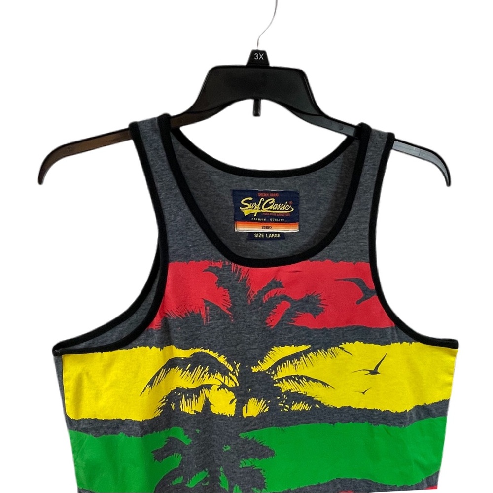 Surf Classics Jamaica No Problem Tee Tank L Palm Trees Beach - Picture 2 of 8
